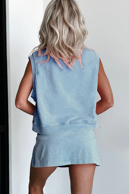 Cotton Split Skirt Summer Set