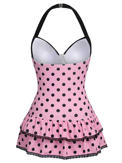 Retro Tummy Control Halter Polka Dot Swimsuit