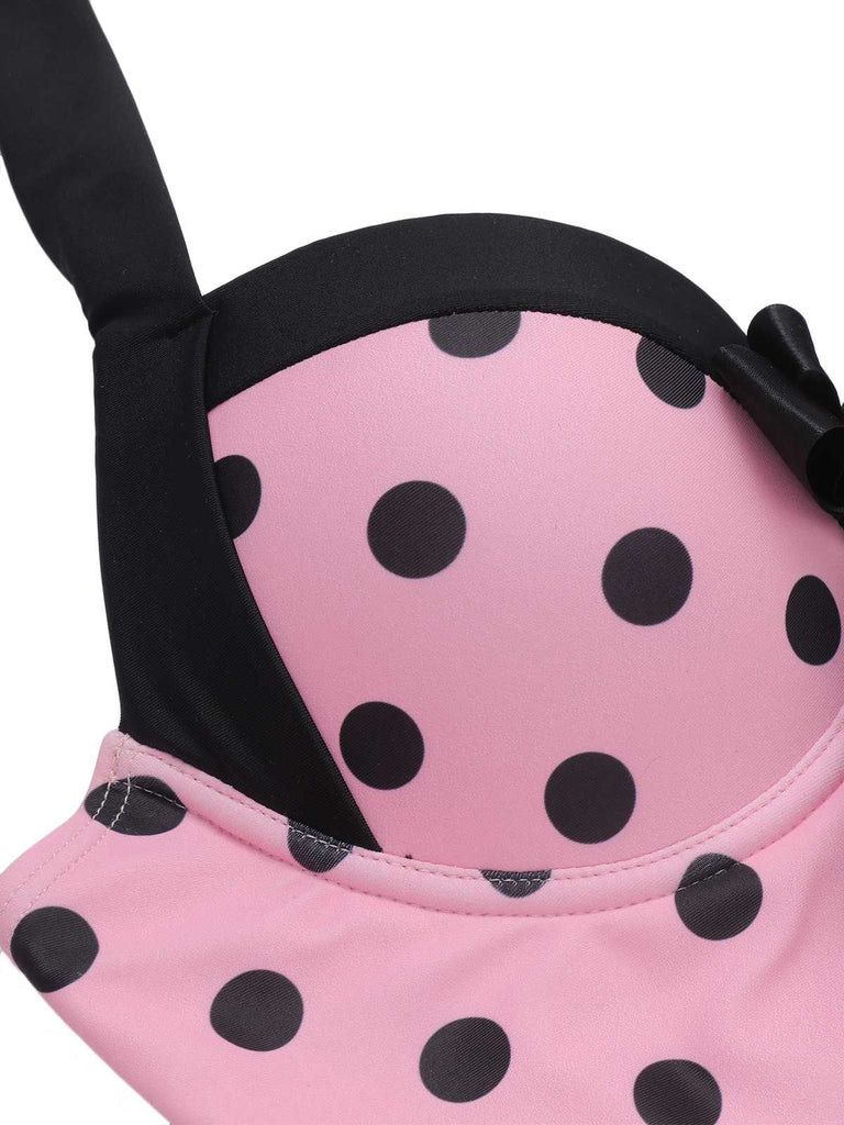 Retro Tummy Control Halter Polka Dot Swimsuit