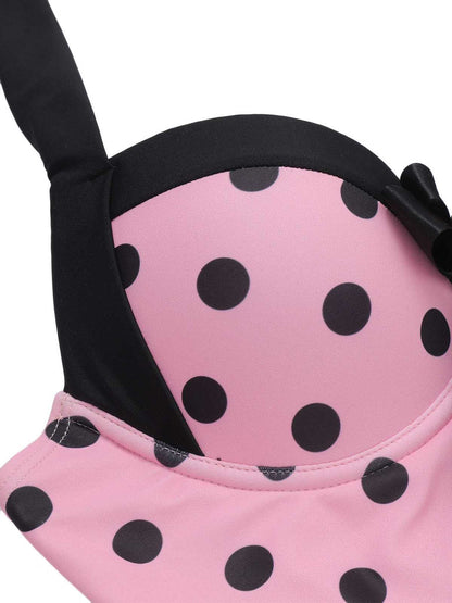 Retro Tummy Control Halter Polka Dot Swimsuit