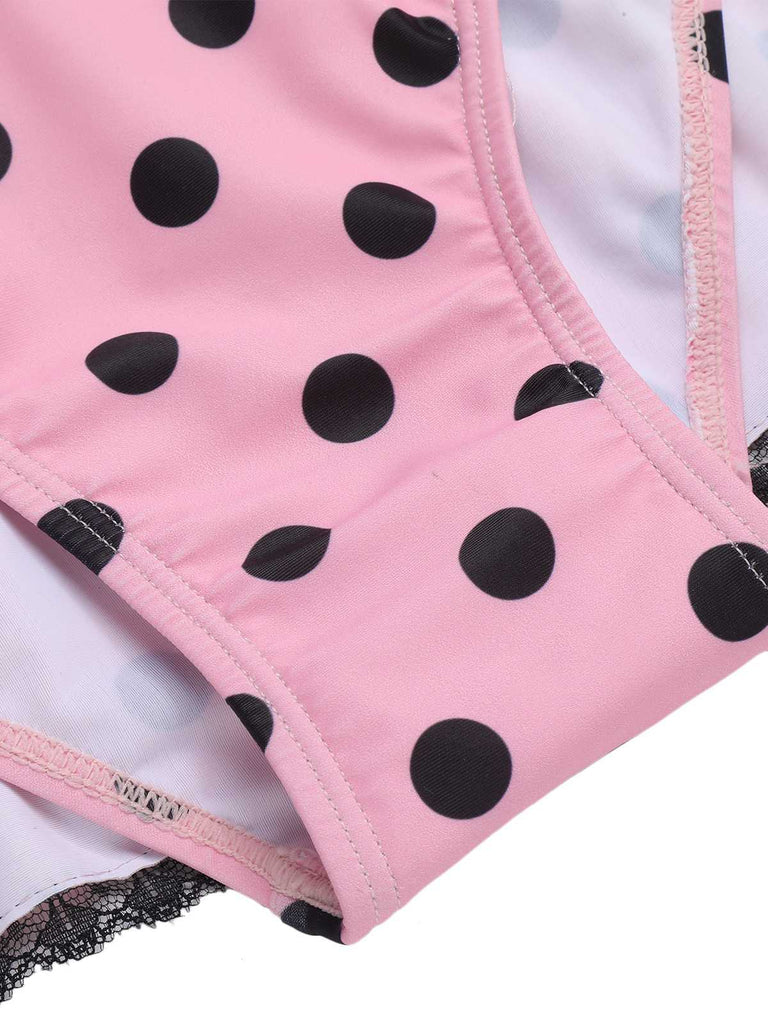 Retro Tummy Control Halter Polka Dot Swimsuit