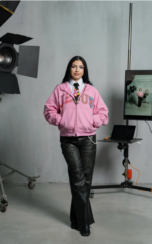 The King Pink Zip-Up Hoodie