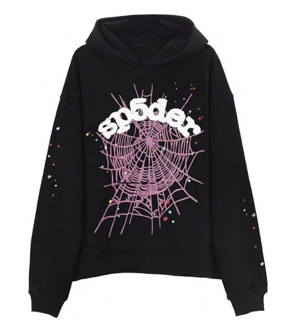 Sp5der Hoodie - Black x Pink
